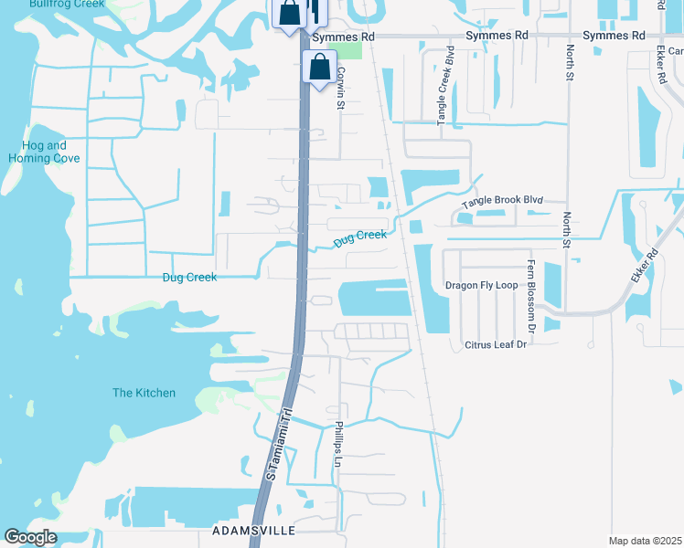 map of restaurants, bars, coffee shops, grocery stores, and more near 6229 Cherry Blossom Trail in Gibsonton