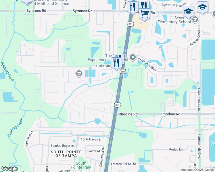 map of restaurants, bars, coffee shops, grocery stores, and more near 11914 Little Violet Circle in Riverview