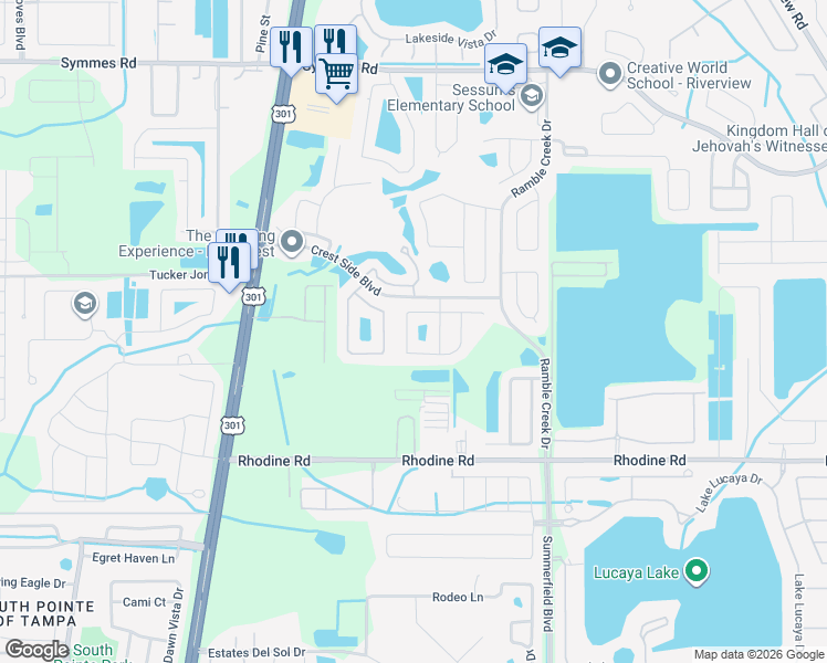 map of restaurants, bars, coffee shops, grocery stores, and more near 11917 Autumn Creek Drive in Riverview