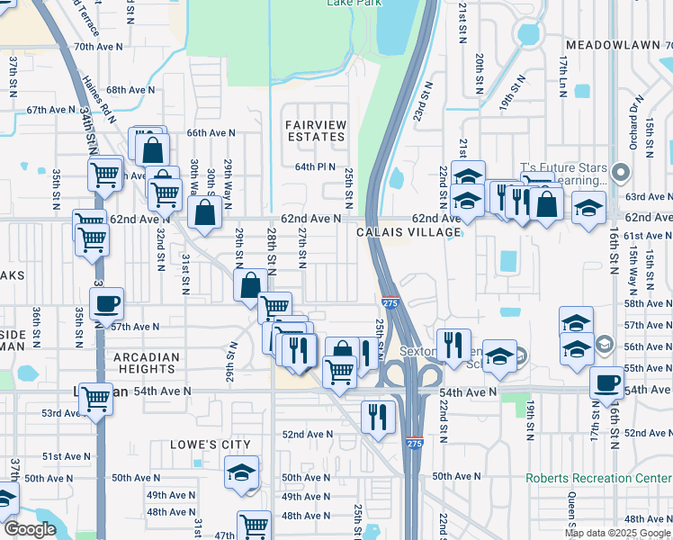 map of restaurants, bars, coffee shops, grocery stores, and more near 329 John March Street in St. Petersburg