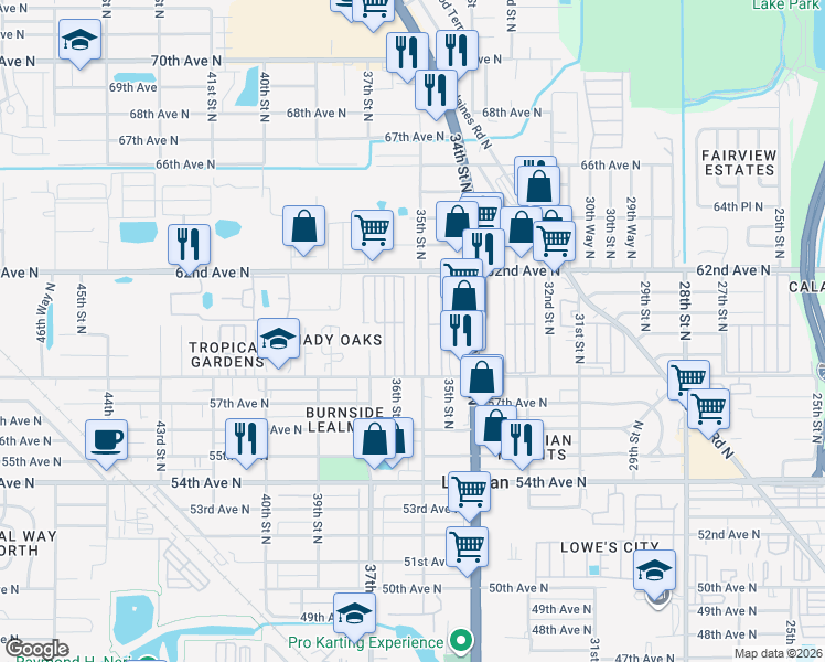 map of restaurants, bars, coffee shops, grocery stores, and more near 103 Mobile Manor in St. Petersburg