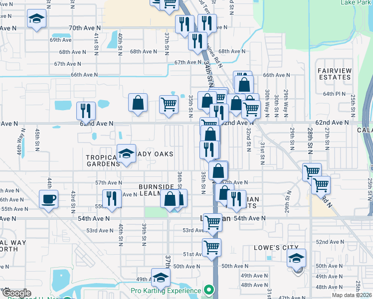 map of restaurants, bars, coffee shops, grocery stores, and more near 103 Mobile Manor in St. Petersburg