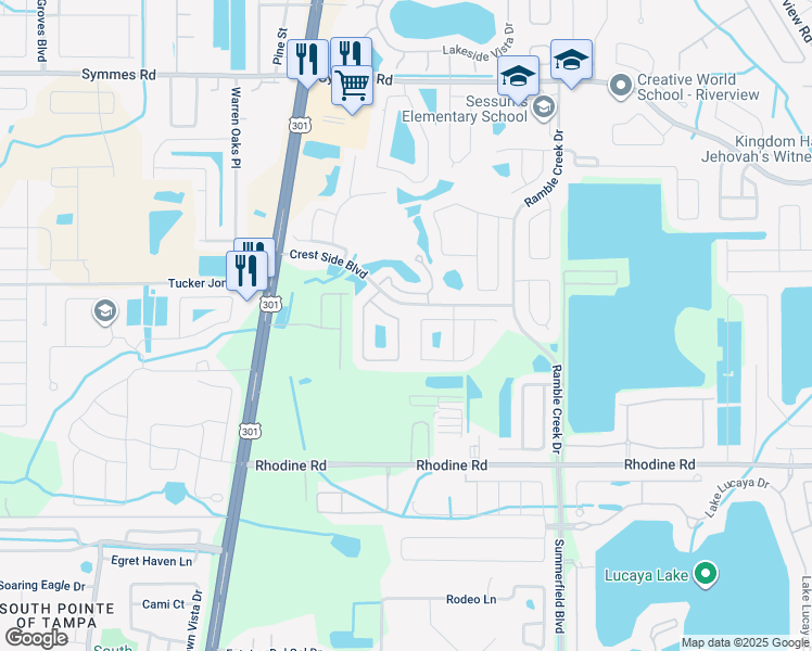 map of restaurants, bars, coffee shops, grocery stores, and more near 11917 Autumn Creek Drive in Riverview