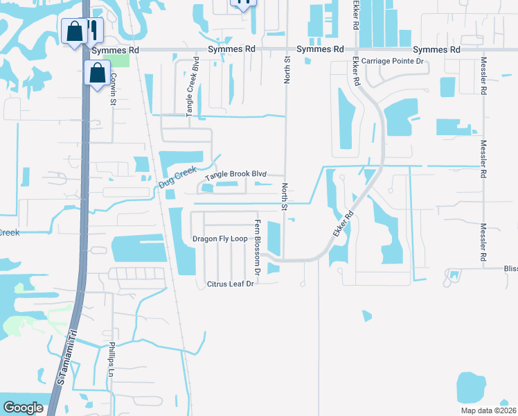 map of restaurants, bars, coffee shops, grocery stores, and more near 7702 Dragon Fly Loop in Gibsonton