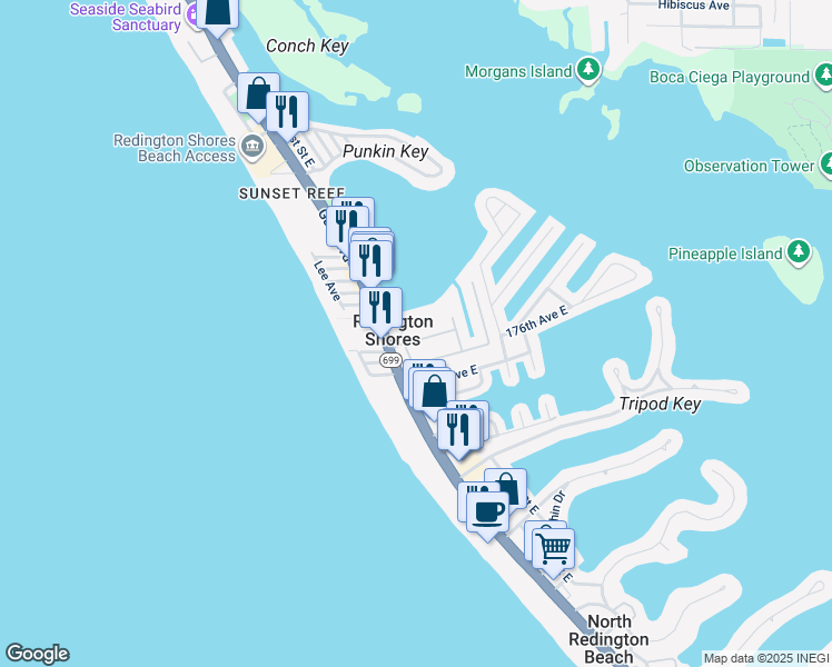 map of restaurants, bars, coffee shops, grocery stores, and more near 102 Wimbledon Court in Saint Petersburg