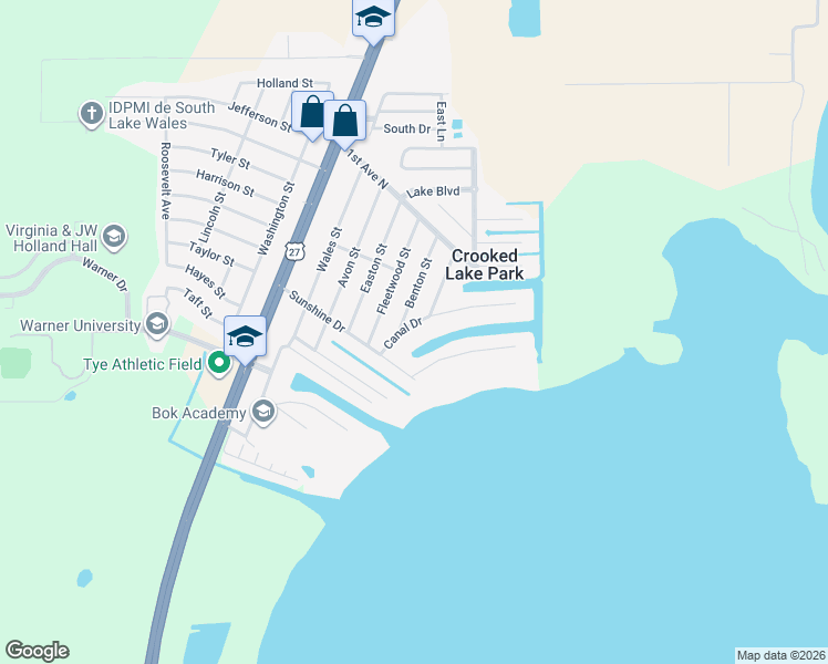map of restaurants, bars, coffee shops, grocery stores, and more near 284 Canal Drive in Lake Wales