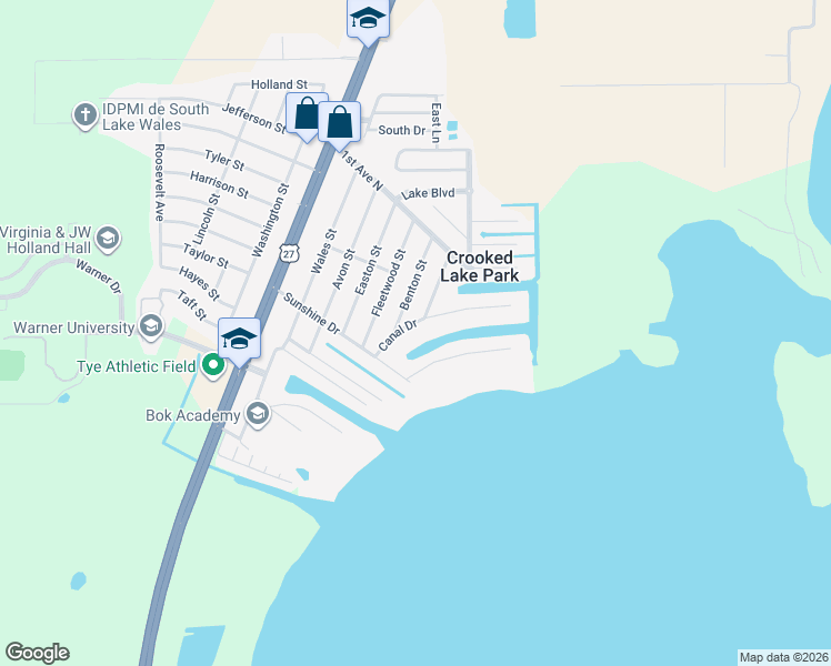 map of restaurants, bars, coffee shops, grocery stores, and more near 284 Canal Drive in Lake Wales