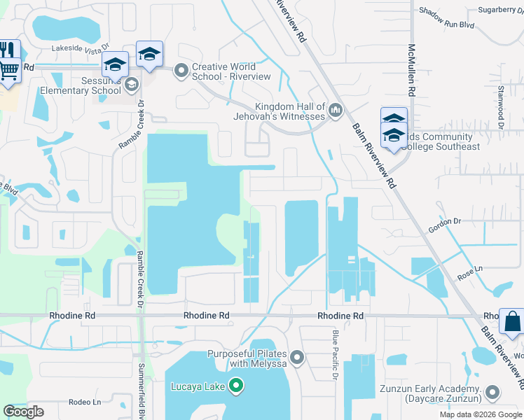 map of restaurants, bars, coffee shops, grocery stores, and more near 11409 Sand Stone Rock Drive in Riverview