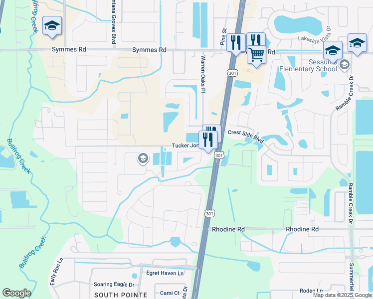 map of restaurants, bars, coffee shops, grocery stores, and more near 10637 Park Meadowbrooke Drive in Riverview