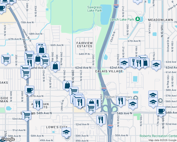 map of restaurants, bars, coffee shops, grocery stores, and more near 302 Main Street in St. Petersburg