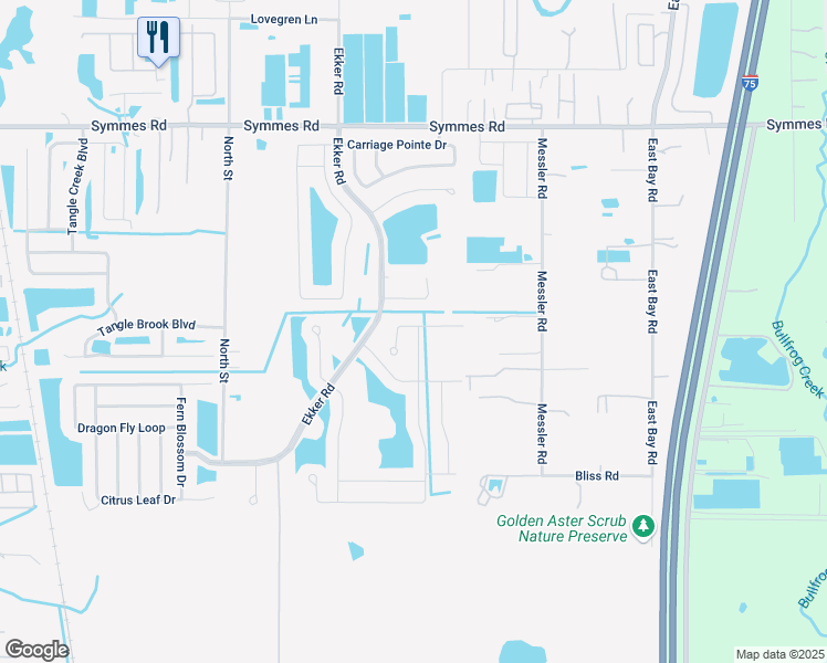 map of restaurants, bars, coffee shops, grocery stores, and more near 11901 Ledbury Commons Drive in Gibsonton