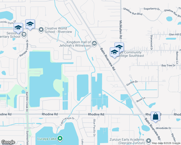 map of restaurants, bars, coffee shops, grocery stores, and more near 11525 Sand Stone Rock Drive in Riverview