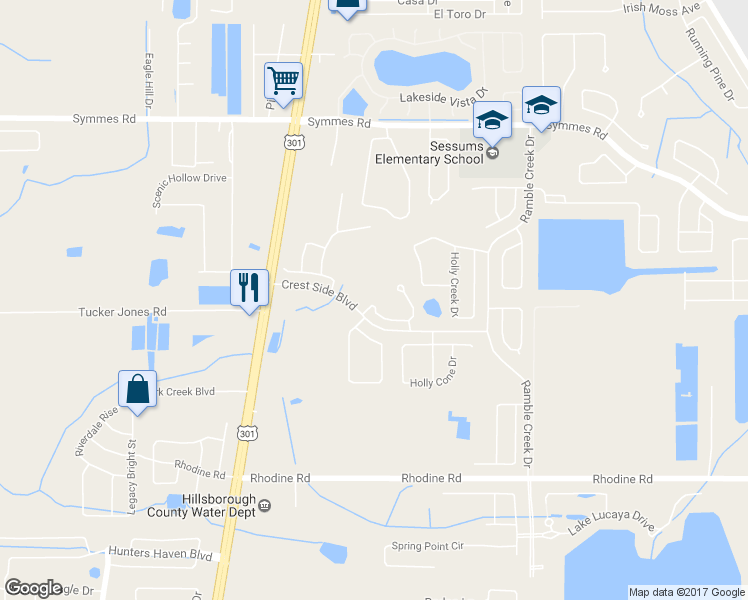 map of restaurants, bars, coffee shops, grocery stores, and more near 10960 Winter Crest Drive in Riverview