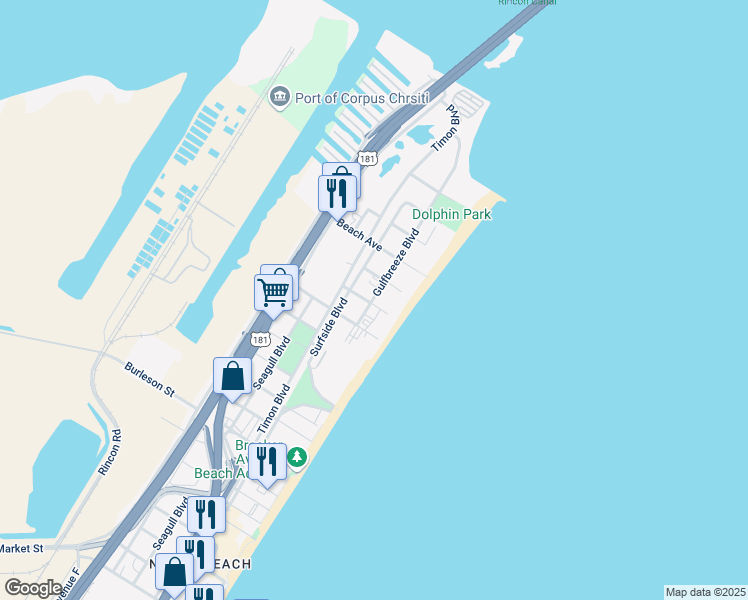 map of restaurants, bars, coffee shops, grocery stores, and more near 4242 Gulfbreeze Boulevard in Corpus Christi
