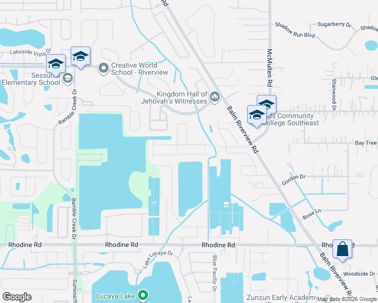 map of restaurants, bars, coffee shops, grocery stores, and more near 11503 Sand Stone Rock Drive in Riverview