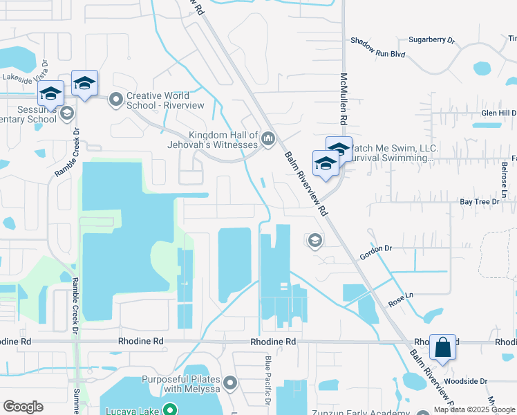 map of restaurants, bars, coffee shops, grocery stores, and more near 11533 Sand Stone Rock Drive in Riverview