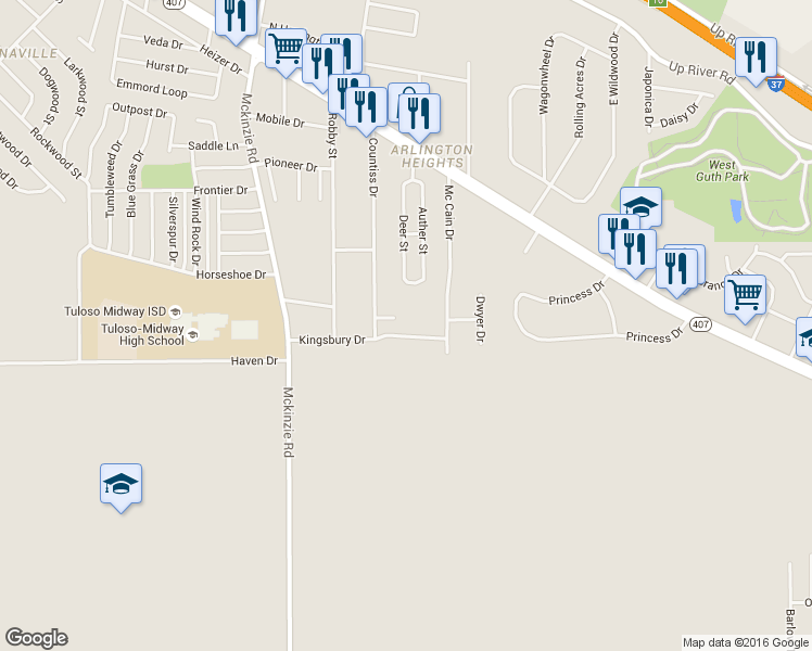 map of restaurants, bars, coffee shops, grocery stores, and more near 10200 Shane Drive in Corpus Christi