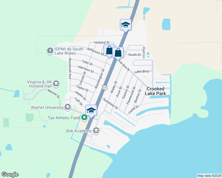 map of restaurants, bars, coffee shops, grocery stores, and more near 4890 Wales Street in Lake Wales