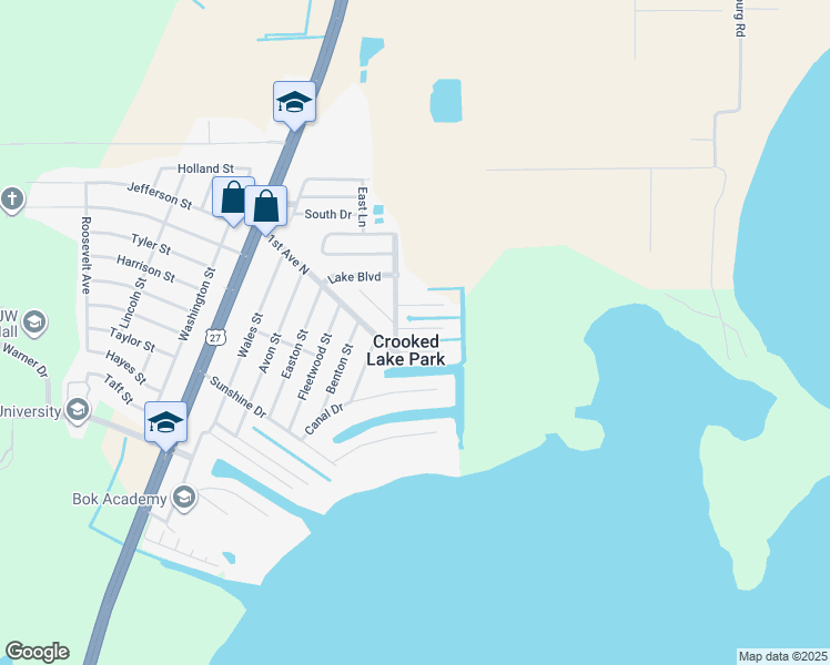 map of restaurants, bars, coffee shops, grocery stores, and more near 342 Caloosa Court in Lake Wales
