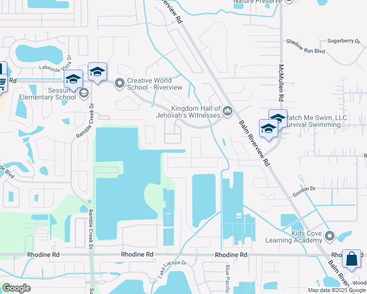 map of restaurants, bars, coffee shops, grocery stores, and more near 11531 Mountain Bay Drive in Riverview