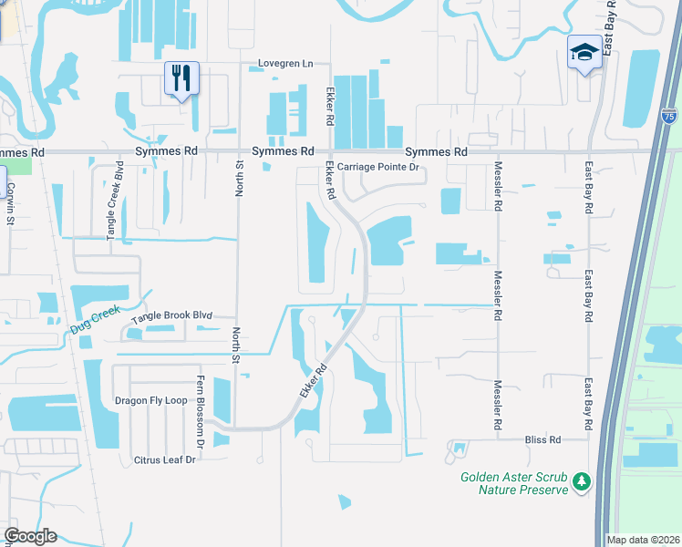 map of restaurants, bars, coffee shops, grocery stores, and more near 7838 Carriage Pointe Drive in Gibsonton