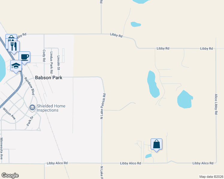map of restaurants, bars, coffee shops, grocery stores, and more near 192 North Lake Patrick Road in Babson Park