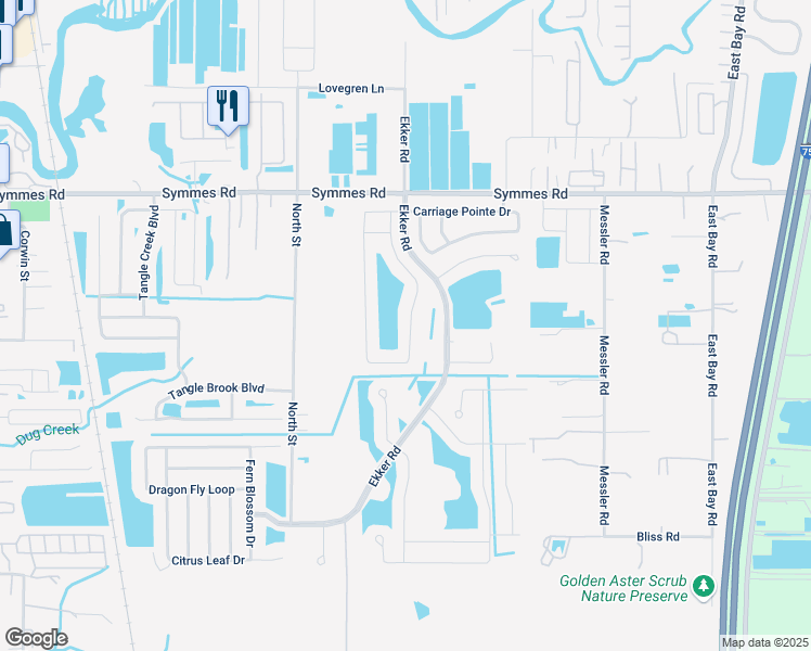 map of restaurants, bars, coffee shops, grocery stores, and more near 7829 Carriage Pointe Drive in Gibsonton