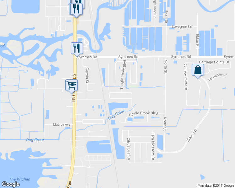 map of restaurants, bars, coffee shops, grocery stores, and more near 7315 Tangle Bend Drive in Gibsonton