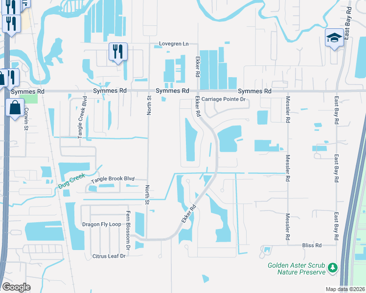 map of restaurants, bars, coffee shops, grocery stores, and more near 7935 Carriage Pointe Drive in Gibsonton