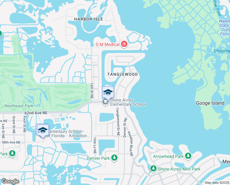 map of restaurants, bars, coffee shops, grocery stores, and more near 6332 Tanglewood Drive Northeast in St. Petersburg