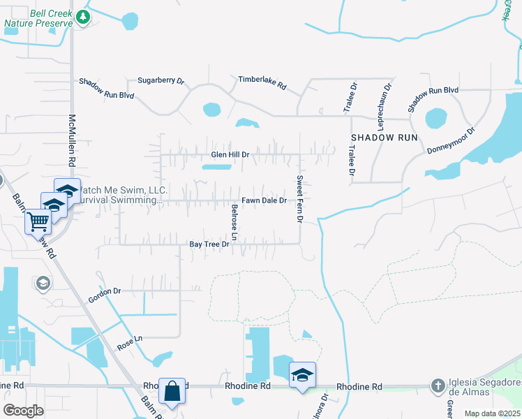 map of restaurants, bars, coffee shops, grocery stores, and more near 12109 Fawn Dale Drive in Riverview