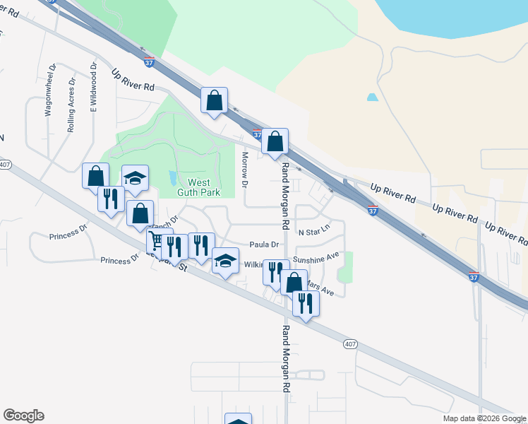 map of restaurants, bars, coffee shops, grocery stores, and more near 9502 Huntington Drive in Corpus Christi