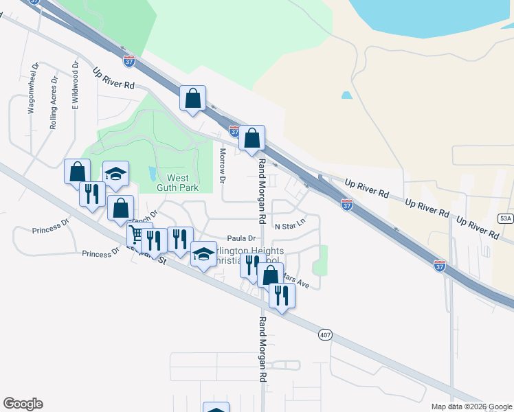 map of restaurants, bars, coffee shops, grocery stores, and more near 9401 Morrow Drive in Corpus Christi