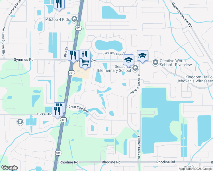 map of restaurants, bars, coffee shops, grocery stores, and more near 11466 Captiva Kay Drive in Riverview