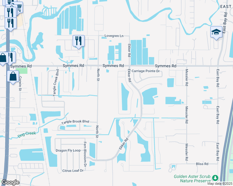 map of restaurants, bars, coffee shops, grocery stores, and more near 7950 Carriage Pointe Drive in Gibsonton
