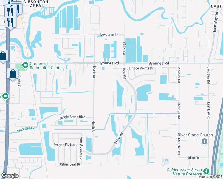 map of restaurants, bars, coffee shops, grocery stores, and more near 7950 Carriage Pointe Drive in Gibsonton