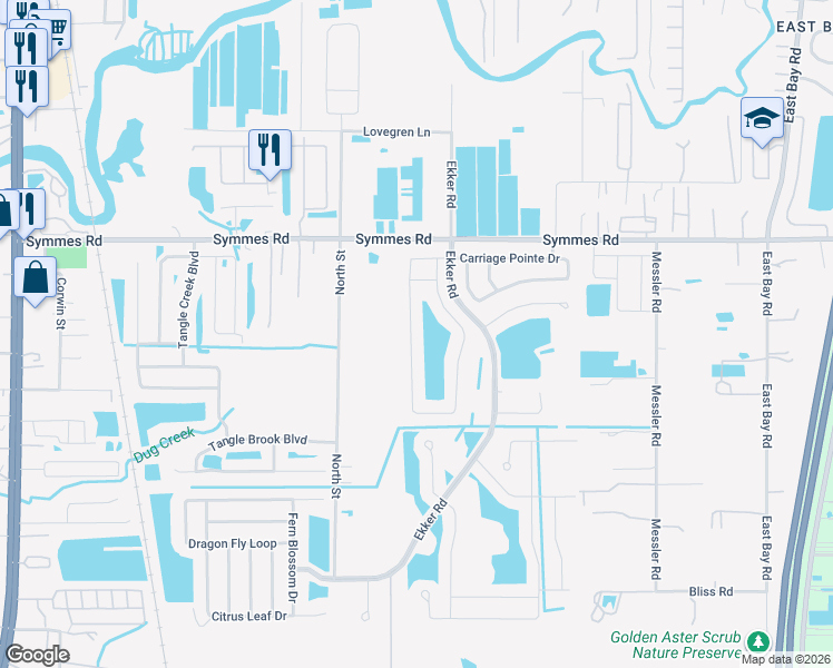 map of restaurants, bars, coffee shops, grocery stores, and more near 7951 Carriage Pointe Drive in Gibsonton