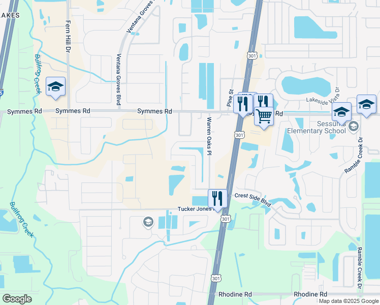 map of restaurants, bars, coffee shops, grocery stores, and more near 10601 Scenic Hollow Drive in Riverview