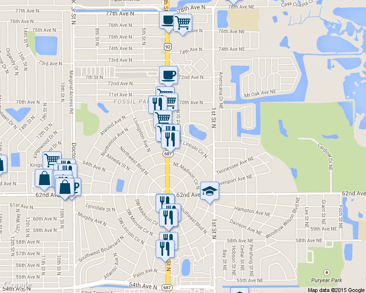 map of restaurants, bars, coffee shops, grocery stores, and more near in St. Petersburg