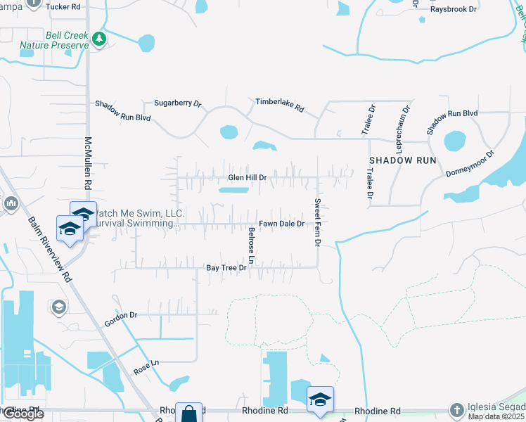 map of restaurants, bars, coffee shops, grocery stores, and more near 12102 Fawn Dale Drive in Riverview