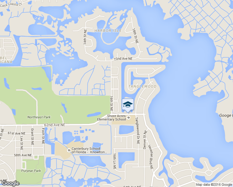 map of restaurants, bars, coffee shops, grocery stores, and more near 6525 Cape Sable Way Northeast in St. Petersburg