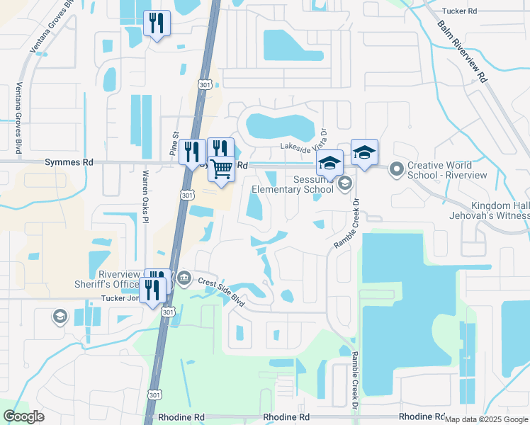 map of restaurants, bars, coffee shops, grocery stores, and more near 11451 Captiva Kay Drive in Riverview