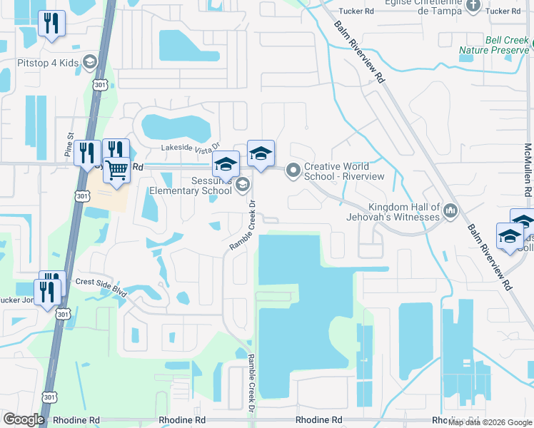 map of restaurants, bars, coffee shops, grocery stores, and more near 11212 Laurel Brook Court in Riverview