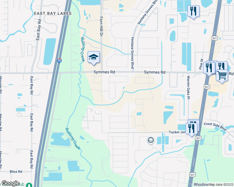 map of restaurants, bars, coffee shops, grocery stores, and more near 11719 Ivy Flower Loop in Riverview