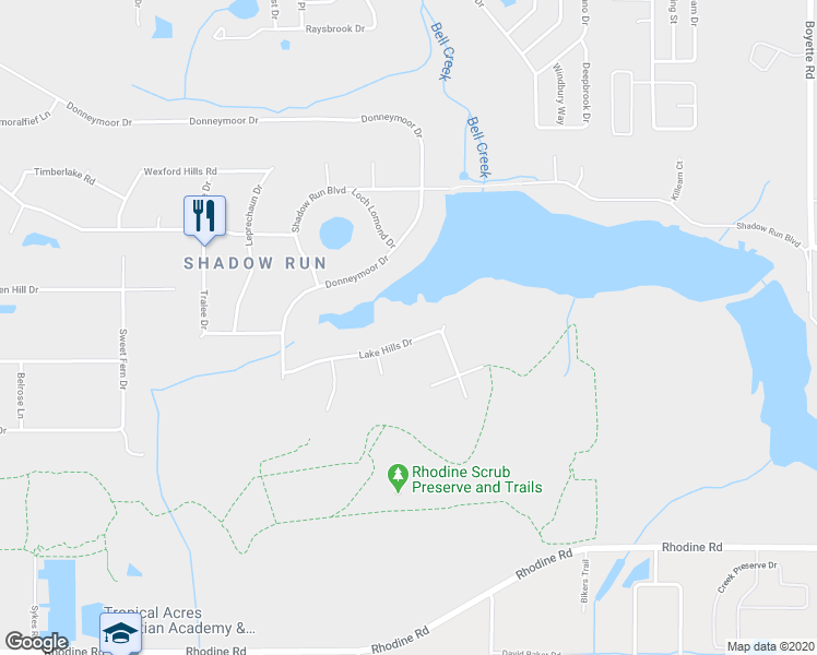 map of restaurants, bars, coffee shops, grocery stores, and more near 12608 Lake Hills Drive in Riverview