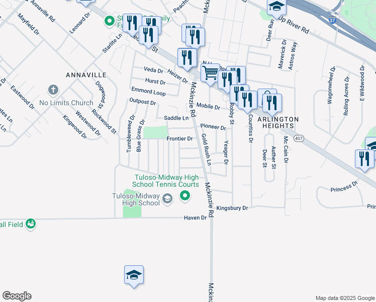 map of restaurants, bars, coffee shops, grocery stores, and more near 10517 Sundown Drive in Corpus Christi