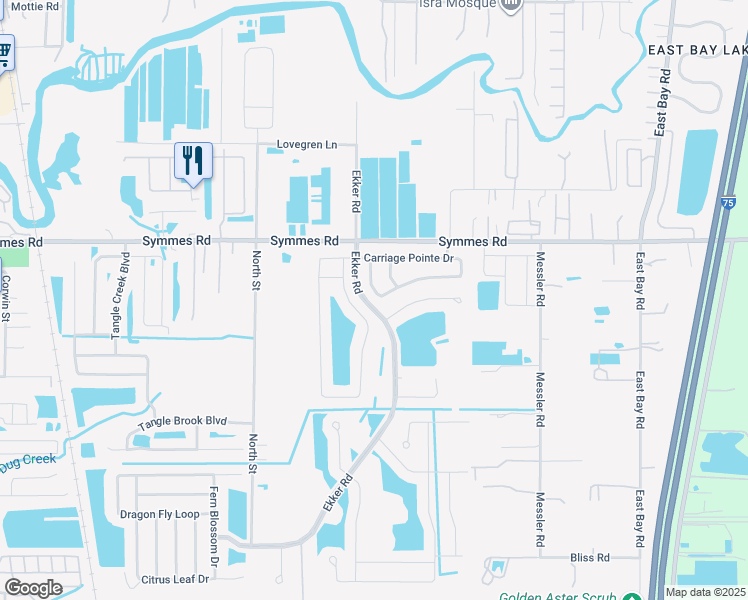 map of restaurants, bars, coffee shops, grocery stores, and more near 8514 Carriage Pointe Drive in Gibsonton