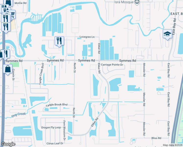 map of restaurants, bars, coffee shops, grocery stores, and more near 7973 Carriage Pointe Drive in Gibsonton