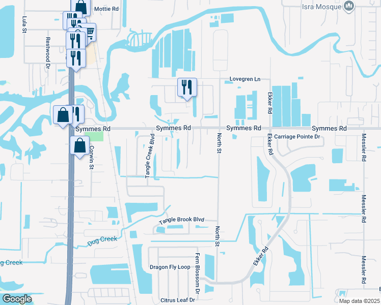 map of restaurants, bars, coffee shops, grocery stores, and more near 11508 Campbell Meyer Lane in Gibsonton