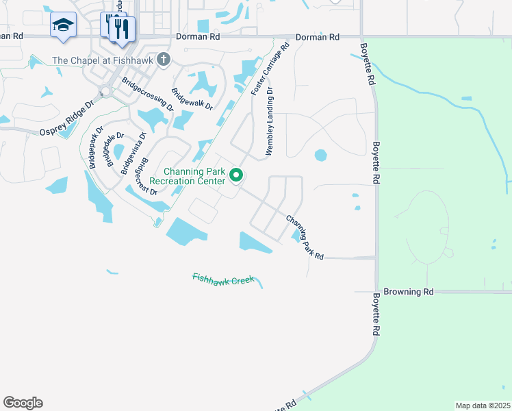 map of restaurants, bars, coffee shops, grocery stores, and more near 11403 Coventry Grove Circle in Lithia